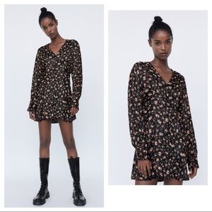 Zara Black Floral Mini Dress